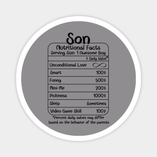 Son Nutritional Facts (for Light Shirts) Magnet